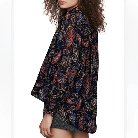 Maje Calista Button Down Paisley Top- Size 0; Like New Condition ( Never Worn) - Picture 10 of 13
